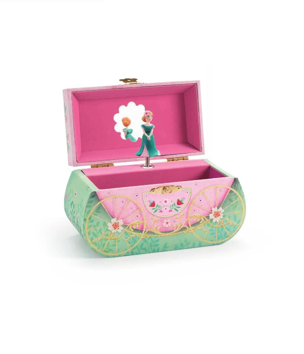 DJECO Muziekdoosje Sprookjeskoets - Roze/Groen - Met Spiegel