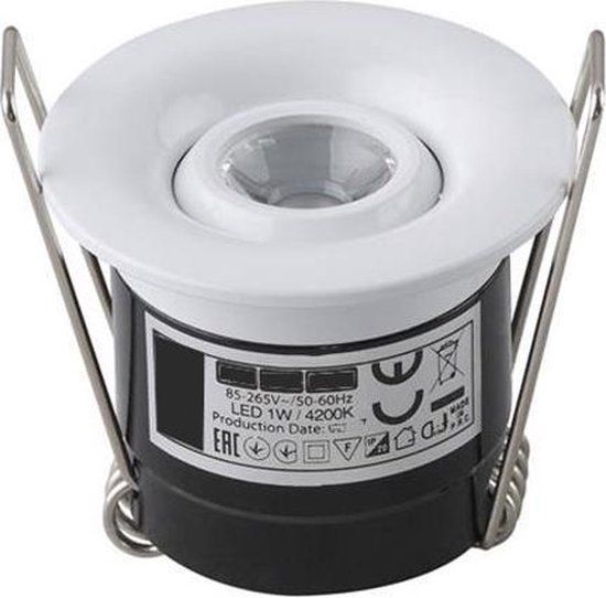 BES LED LED Veranda Spot - Inbouw Rond 1W - Natuurlijk Wit 4200K - Mat Wit Aluminium - Ø41mm