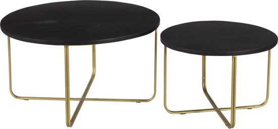 Brix Salontafel Levi Set van 2 - Zwart/Brass