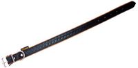 Heim 3768308 lederen halsband "Tredi" met moderne reliëf littekens, 20 mm breed, 30 cm lang, zwart met cognac-gekleurde voering
