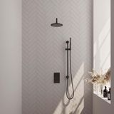 Brauer Black Edition Thermostatische Regendoucheset Inbouw - Hoofddouche 20 cm - Gebogen Wandarm - 3 Weg - Handdouche Staaf - Doucheslang - Geintegreerde Glijstang - Mat Zwart