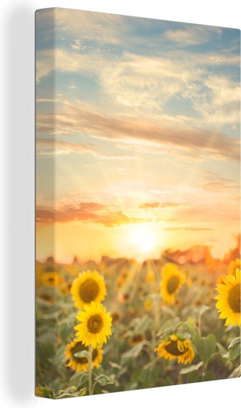 OneMillionCanvasses Canvas schilderij 120x180 cm Zonnebloem - Multicolor - Rechthoek