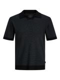 JACK&JONES JPRBLAHUDSON KNIT SPLIT NECK SS Heren Polo L Katoen Zwart