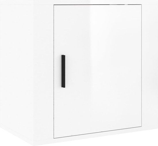 vidaXL Nachtkastje wandgemonteerd 50x30x47 cm hoogglans wit