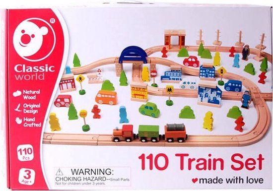 Classic World Houten Treinset - 110 delig - Multicolor Hout