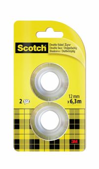 Scotch 136R2 - Dubbelzijdige tape - 6.3 m x 12 mm - Transparant - 2 stuks
