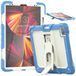 Hoesje Apple Hoesje Compatibel met iPad Pro 5/4/3 Generatie 12,9 Inch 2021/2020/2018 met potloodhouder, Heavy Duty Robuuste schokbestendige beschermhoes met onzichtbare kickstand, Beige+Cyaan Blauw