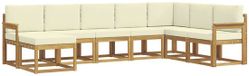 vidaXL - Ensemble de salon d'angle - 8 places assises - Blanc et crème - Acacia bois