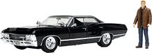 Jada Toys 253255037 Supernatural Dean Winchester, 1967 Chevy Impala Sport Sedan, deuren + kofferbak + motorkap om te openen, schaal 1:24, zwart, één maat