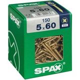 Spax Vis à bois Tête plate 5 mm x 60 mm Acier Zinc Jaune Phillips Pozidriv CE 150 pièces