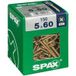 Spax Vis à bois Tête plate 5 mm x 60 mm Acier Zinc Jaune Phillips Pozidriv CE 150 pièces