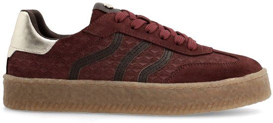No Stress Dames Burgundy Leren Sneakers met Suède Details - Maat 40