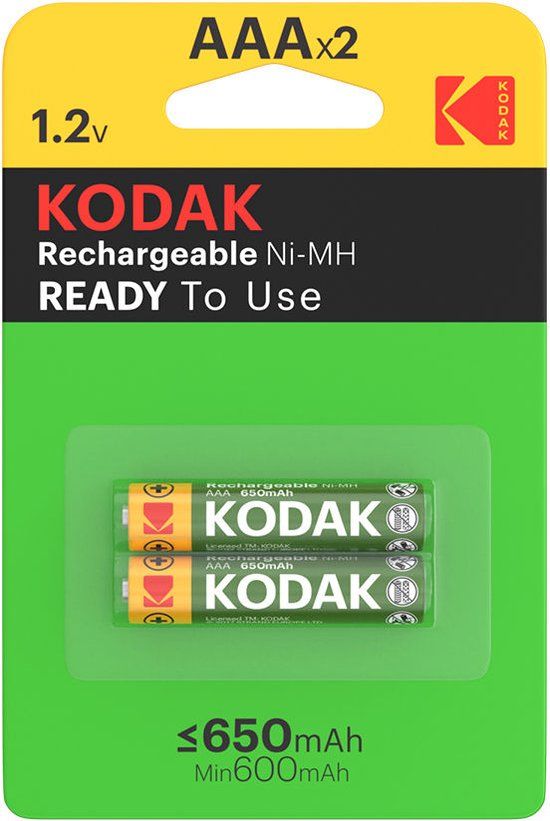 Kodak AAA NiMH Rechargeable Batteries - 650mAh (2-Pack)