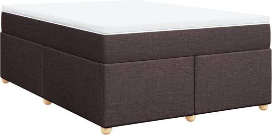 vidaXL Boxspring met matras stof donkerbruin 160x200 cm