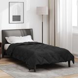 vidaXL Volledig Jaar Dekbed Zwart 155 x 220 cm Microvezel