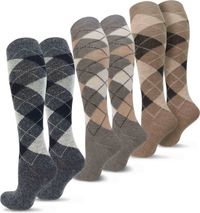 normani 3 paar alpaca-kniekousen met ruitjespatroon