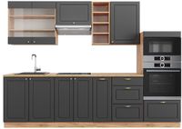 Vicco Fame-Line Unité de cuisine complète – 280 cm, WB Chêne Anthracite Style Campagne/Chêne Kraft Doré