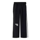 NAME IT KIDS gestreepte joggingbroek met tekst en borduursels - zwart