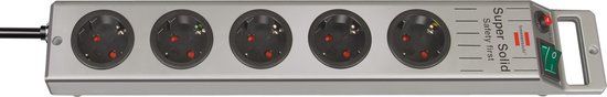 Brennenstuhl Super-Solid-Line Stekkerdoos - 5-voudig - Zilver - 2,5m - H05VV-F 3G1,5