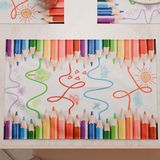 PETTI Artigiani Italiani - Amerikaanse placemats met digitale print, Amerikaanse placemats van stof en wasbaar (set van 6-30 x 45 cm) potloden, 100% Made in Italy