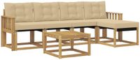 vidaXL - Acacia Hout Bank Loungeset - 5 Zitplekken - Wit en Beige