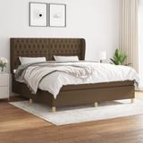 vidaXL Boxspring met matras stof donkerbruin 180x200 cm