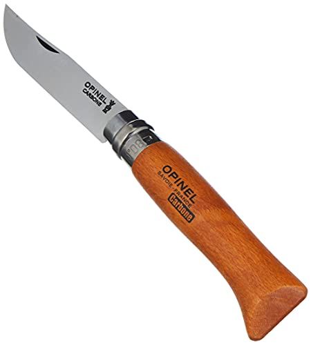 Opinel 113080 Carbon volwassenen messenmaat 8 niet roestvrij, natuur, N° 08, hardhout bruin