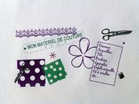 La Boîte à Broder COU012PMB bedrukte coupon, mijn naaimateriaal, pruim/groen/wit