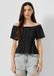 QS s.Oliver QS T-shirt zwart katoen korte mouw off shoulder effen aansluitend dames S