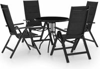 vidaXL 5-delige Bistroset Zwart Metaal