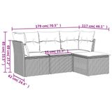 vidaXL 4-delige Loungeset met kussens, polyrattan, lichtgrijs