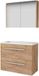 Basic Line Comfort 39 Badkamermeubelset - Ondiep - 80 x 39 cm - Met Grepen - 2 Lades - Acryl Wastafel - 1 Kraangat - Spiegelkast - Whisky Oak