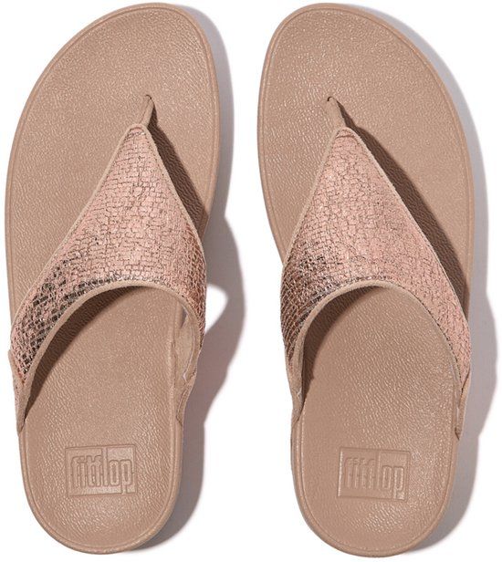 FitFlop Lulu Crinkled-Shimmer Toe-Post Sandals BEIGE - Size 38