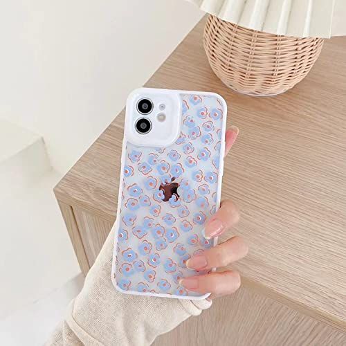 MMYANG Leuke gele bloem telefoon case voor iPhone 12 11 Pro Max voor iPhone XR XS XSMAX 8 7 Plus achterkant beschermen, blauw, voor iPhone 12promax