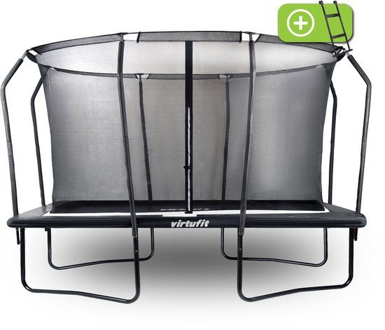 VirtuFit Premium Rechthoekige Trampoline met Veiligheidsnet - Zwart - 244 x 366 cm