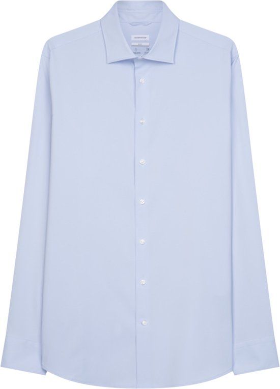 Seidensticker Slim Fit Overhemd - Twill - Blauw - Maat 41
