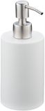 Merkloos Relaxdays Zeeppompje - Moderne Zeepdispenser - 180 ml - Wit - Polyresin en Roestvrij Staal