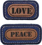Prym Applicatie Jeans opstrijkbaar LOVE blauw/bruin 2st 921496