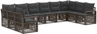vidaXL Tuinbank Set 10-delig Grijs Polyrattan