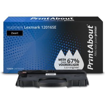 PrintAbout Huismerk Lexmark 12016SE Toner Zwart - Compatibel - Zwart - 2500 pagina's