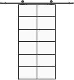 vidaXL Schuifdeur met beslagset 102x205 cm ESG glas zwart