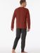 Schiesser Pyjama Long biologisch katoen gestreept terracotta maat XL
