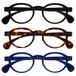 OPULIZE OCA Leesbrillen - 3-Pack - Modern Retro Rond Montuur - Zwart, Bruin, Blauw - Heren Dames - Veerscharnieren - RRR54-123 - +3.00