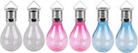 Sunnydays Fornord Import Distribution Solar sfeer tuin hanglampje - 6x stuks - wit / roze / blauw - 15 cm - kunststof - sfeerverlichting