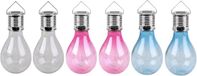 Sunnydays Fornord Import Distribution Solar sfeer tuin hanglampje - 6x stuks - wit / roze / blauw - 15 cm - kunststof - sfeerverlichting