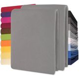 CelinaTex Lucina Hoeslakens dubbelpak 140x200-160x200 cm donkergrijs katoen hoeslaken