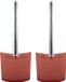 MSV Toiletborstel met houder Aveiro - 2 stuks - Terracotta/Zilver