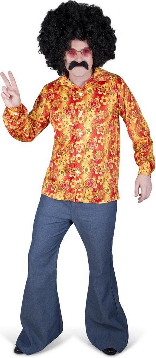 Karnival Costumes Hippie Kostuum | Flower Power Peace Shirt Jaren 60 | XL | Carnaval kostuum | Verkleedkleding