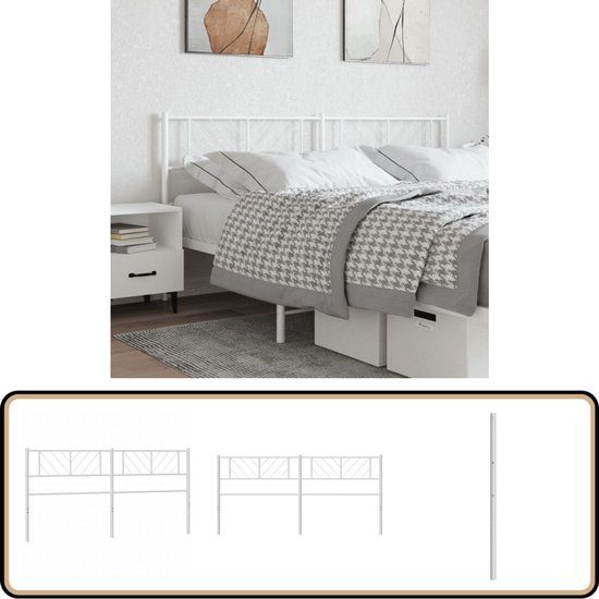 vidaXL Hoofdbord Metaal Wit 200 cm