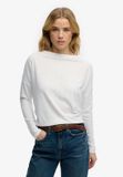 Superdry Studios Boothals Slub Longsleeve Dames Lange Mouwen Shirts Katoen/Lyocell Maat 8 Optic